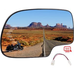 Nakuuly Driver Side Heated Mirror Glass Compatible with 2003-2007 Chevy Silverado Suburban Tahoe GMC Sierra Yukon 1500 Cadillac Escalade Arrow signal Exterior Left Mirror Replace # 88944391