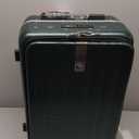 Hanke 24 Inch Checked Luggage Front Opening Rolling Suitcase Hard Sided Luggage with Spinner Wheels Travel Luggagefor Woman Men.(Dark Green