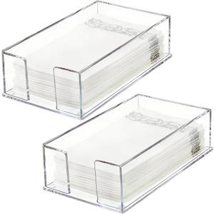 Cididu 2 Pack Acrylic Napkin Holder for Table, Clear Guest Paper Hand Towel Holder for Bathroom Countertop, 0.12'' Thickness Paper Napkin Dispenser Organizer Tray for Parties, Weddings, Party, Hotel