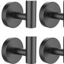 SetSail Towel Hooks for Bathrooms 4 Packs Screw-in Matte Black Bathroom Towel Hook Wall Mounted Stainless Steel Shower Towel Hooks for Coat Hanging, Drill Hole