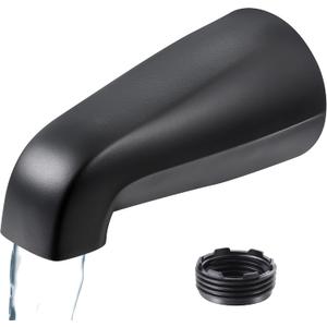 Dreyoo Universal Bath Tub Spout with Adapter, 5" Bathroom Bathtub Faucet Spout Without Diverter, Fits for 1/2'', 3/4'' IPS Inside Thread Connection and Tub/Shower Faucet Brands(Matte Black)