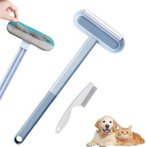 4-in-1 Pet Hair Removal Tool, Carpet Hair Removal Tool with Comb Pet Hair Remover for Furniture Reusable Long Handle for Furniture, Sofa, Carpet, and Bedding