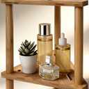 Shower Foot Rest 15in, Shower Stool for Shaving Legs, Waterproof Wood Corner Shower Stool with Storage Shelf for Inside Small Shower Spaces, Bamboo