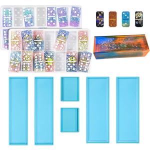 Domino Molds for Epoxy Resin Box, Domino Resin Mold Set for Casting, Storage Box Mould for DIY Epoxy Crafts Making Tool