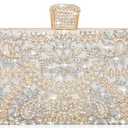 Covelin Women's Rhinestone Decorated Evening Bag, Tote Shoulder Crossbody Handbag with Chain White