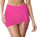 SherryDC Women's Ruched Mesh High Waisted Bikini Bottom Tummy Control Sheer Swimsuit Bathing Suit Bottom with Skirt, XL