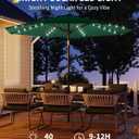 GarveeLife 10 ft Patio Umbrella with Solar Lights, 8 Ribs Outdoor Market Table Umbrella with 40 LED Lights & Tilt Crank for Pool, Deck, Backyard (Dark Green)