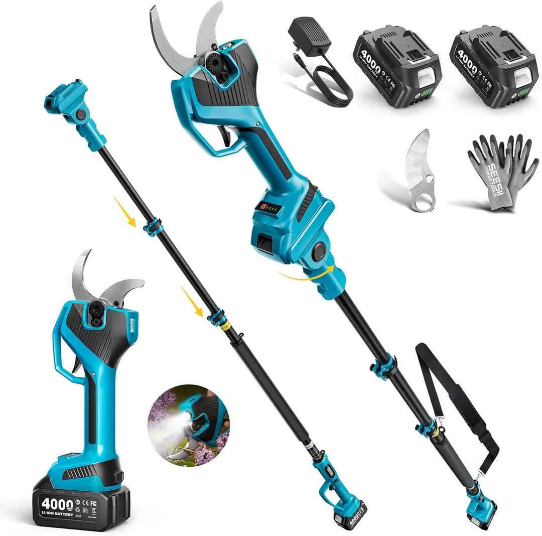 SEESII 2-in-1 Pole Electric Pruning Shears, 2.2" Cut Cordless Pole Pruner