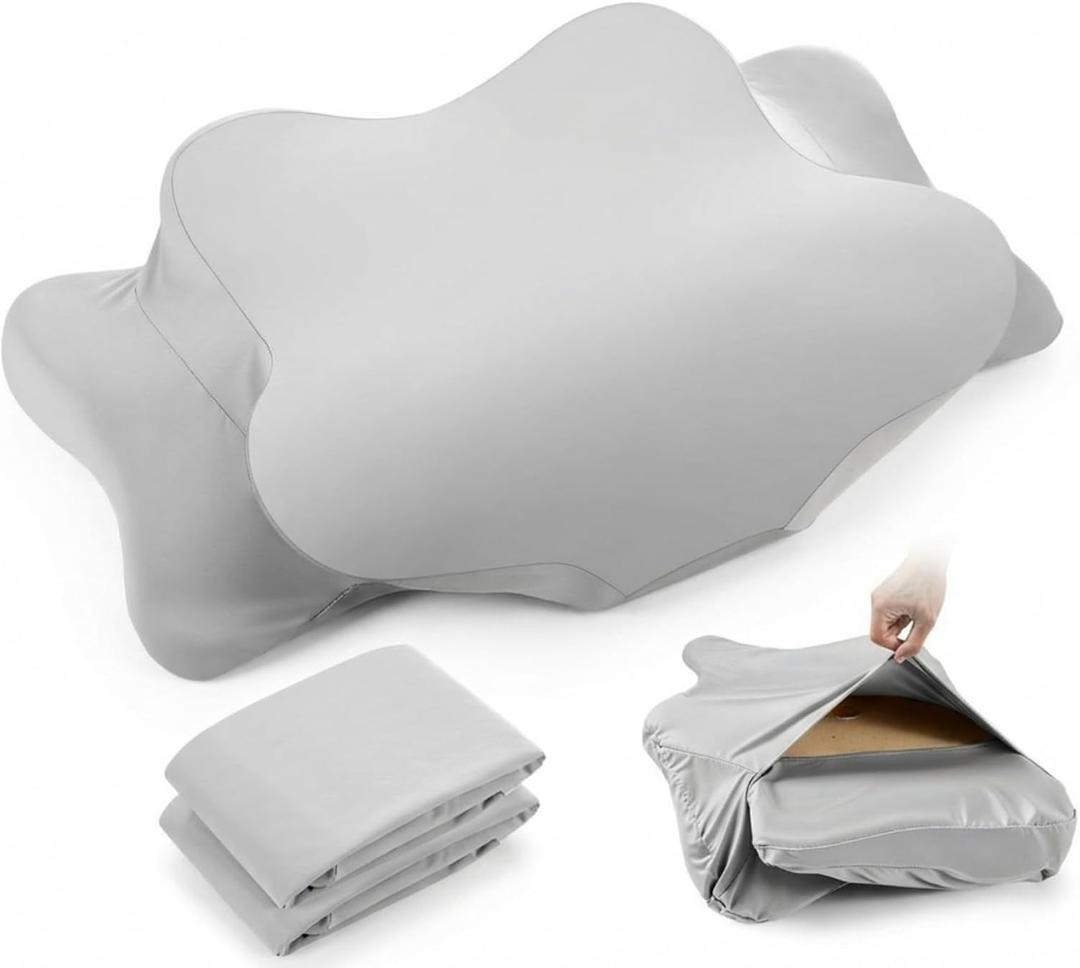 2 Pcs Cooling Cervical Neck Pillowcase with Envelope Closure (Only Pillowcase) Ergonomic Pillow Case Smooth Soft Cool Case for Side Back Stomach Sleepers(Dark Gray,Queen Size)