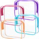 4Pack Clear Makeup Bags Waterproof Organizer Bags with Zipper Transparent Travel Cosmetic Bag TSA Approved Toiletry Bag Pouch Case for Vacation Airport Airline Compliant (Multicolour, Medium)