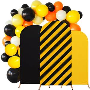 Construction Birthday Party Arch Backdrop Cover Set of 3 Arch Covers Spandex Backdrop Stand 4ft, 5ft, 6ft for Kids Boys Birthday Construction Party Decorations