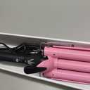 3 Barrel Curling Iron Hair Crimper: Birthday Gifts for Women Aleath Dual Voltage Adjustable Temperature Three Barrels Hair Waver - Ceramic 1 inch Curler Wand (Pink)