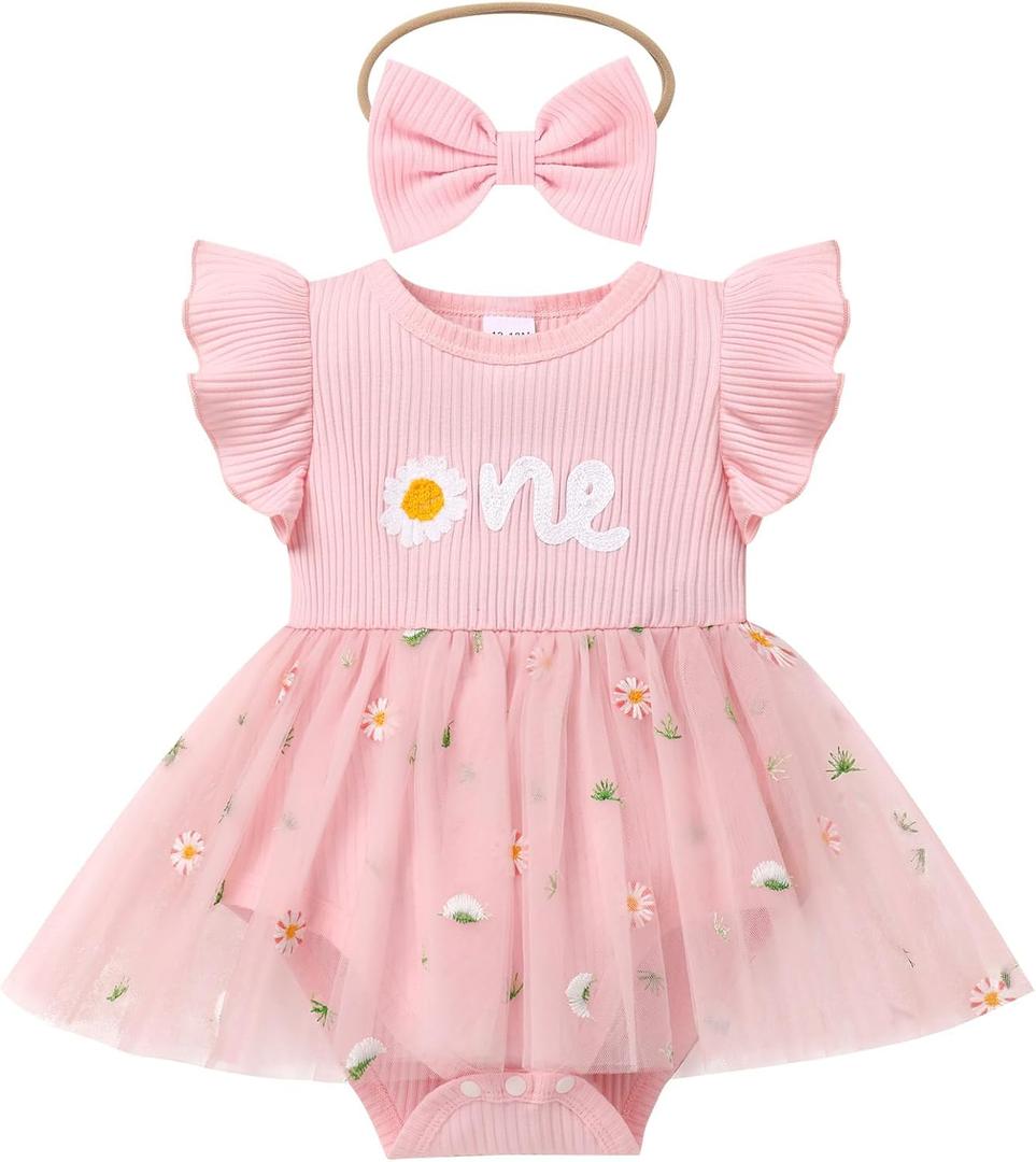 IBTOM CASTLE First Birthday Outfit Girl Tutu Dress for Cake Smash (Pink)