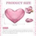 Yookeer Valentine's Day Heart Shaped Pillow 14 x 12 Inch Metallic Leather Throw Pillows Solid Soft Shiny Cushion for Women Valentine Wedding Anniversary Decor for Bed Couch(Pink)