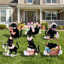 Novabright 6 Pcs Easter Decorations, Easter Black Cat Yard Signs with Stakes, 15 Waterproof Spring Egg Black Cat Outdoor Decor for Outside Lawn Pathway Walkway Patio Decoration