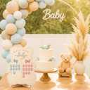 Wooden Baby Bear Themed Gender Reveal Voting Board Sign with Stand, 50 Pcs Girl or Boy Voting Stickers Baby Shower Decorations, He or She Gender Reveal Game Board Cast Your Vote