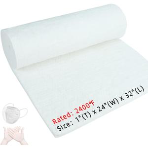 32"x24"x1" (Thick) Ceramic Fiber Blanket Fireproof Insulation Baffle, 2400F High-Temperature Resistance, Used in Wood Stove Baffles, Chimneys, Various Stoves, Forge (1 PCS)