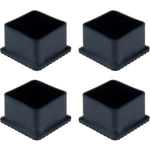Square Furniture Feet Pads PVC Rubber Queit Chair Leg Caps Inner Size 1.6" x 1.6" Fit for Square Chair Feet Floor Protectors, Black-4 Packs
