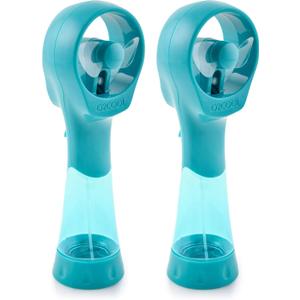 O2COOL 2 Pack Elite Battery Powered Handheld Water Misting Fans (Teal)