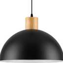Black Solid Wood Pendant Light, 16in Modern Matte Black Pendant Lights Fixtures Adjustable Farmhouse Hanging Lighting,for Kitchen Island Dining Room Barn Office