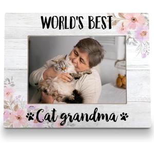 Cat Grandma Picture Frame 8x10, Cat Picture Frame for Grandma, Gifts for CatLover, Gifts for CatsGrandmas Mothers Day from Grandson Granddaughter, World's Best Cat Grandma Photo Frame 5X7