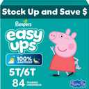 Easy Ups Girls & Boys Potty Training Pants, Size 5T-6T, 84 Count, Peppa Absorbent Training Underwear, Up to 100% Leakproof Day and Night, Hypoallergenic 