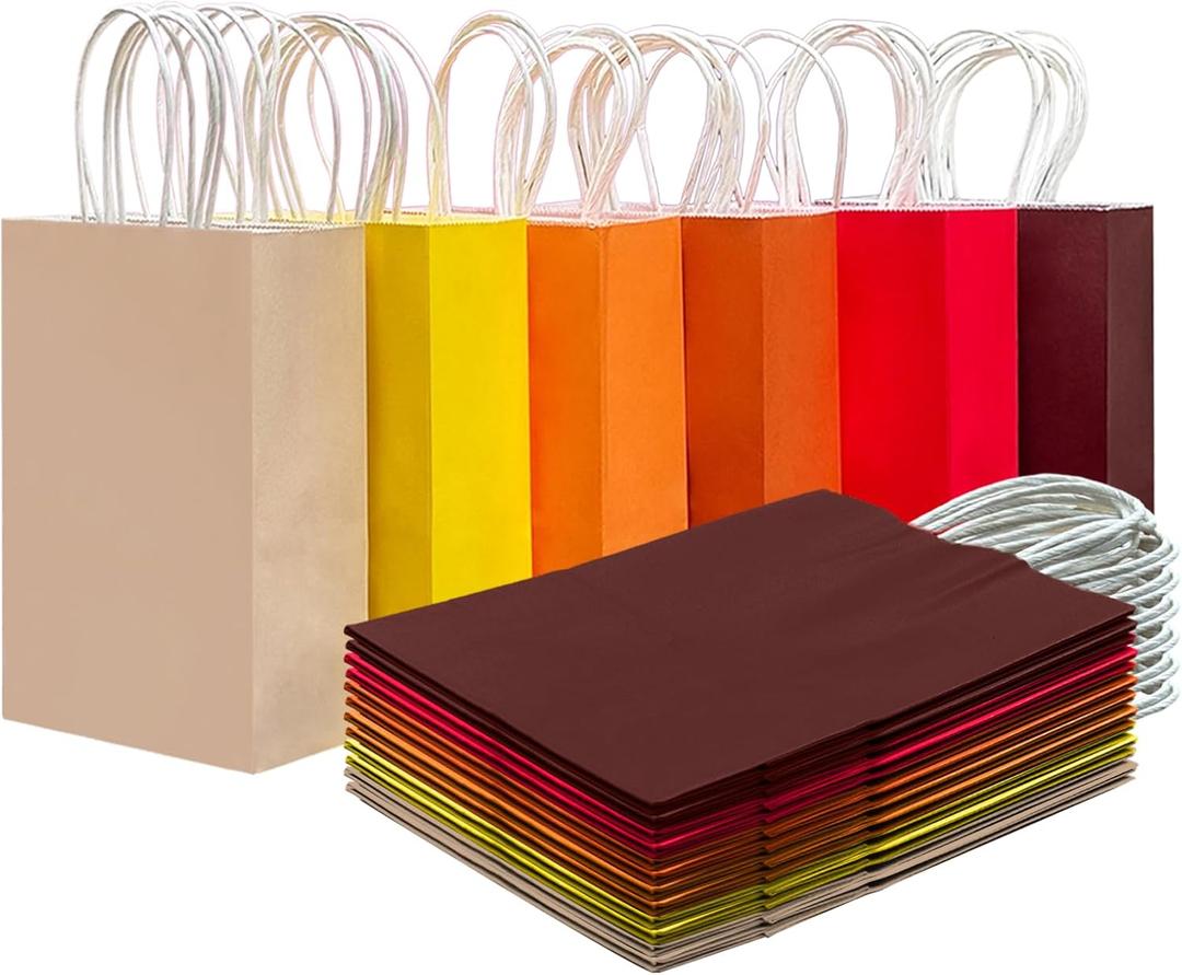 qiqee 30PCS Medium Gift Bag with Handles Bulk 11"x5"x8" Gift Bags 6 Different Red  Yellow Color Bags Multiple Uses (Medium Size)