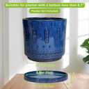 Eightpot Plant Saucer 9.3 Inch - Ceramic Plant Saucer for Indoors Outdoors Plant Water Catcher Tray Plant Drainage Tray Decorative Flower Pot Saucer Plant Plates Blue