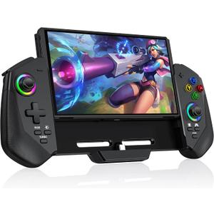 Upgraded Hall Effect Joystick Switch Controller for Nintendo Switch/OLED – No Drift, Wired Pro Controller with LED Lighting, Game Card Storage & Ergonomic Grip (Black)