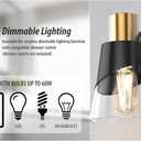 URSOLA Bathroom Light Fixtures, 5 Lights 36inch Black and Gold Vanity Light, Bathroom Lighting Fixtures Over Mirror, Wall Light with Clear Glass Shade, E26 Base (Bulbs Not Included)