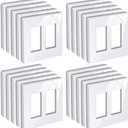 BESTTEN 20 Pack 2-Gang Screwless Wall Plate, USWP6 Gloss Snow White, Decorator Outlet Cover, H4.69 x W4.73, Light Switch Face Plate