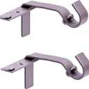 Kenney Fast Fit 5/8" No Measure Curtain Rod Brackets, Pewter (One Size)