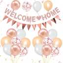 Welcome Home Decorations, Rose Gold Welcome Home Balloons Banners Set, Welcome Home Glitter Banner with Confetti Balloons, Pennant Flag Bunting for Home Family Baby Shower Welcome Back Party Supplies