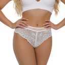CCTOO Sexy Seamless Thongs for Women Lace Underwear Breathable Low Rise Soft Stretch Panties White L