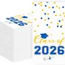 2026 Graduation Disposable Paper Napkins, Guest Dinner Hand Towels for College School Grad Class Congrats Celebration, Cocktail Party Decorations (80, Blue & Gold)