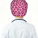 Working cap with button and sweatband adjustable surgical cap for men women (Pink, M)