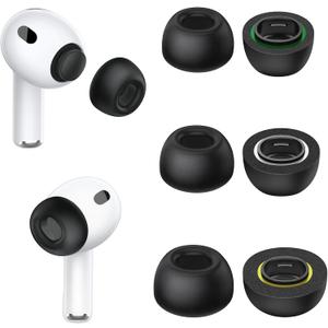 Memory Foam Ear Tips for Airpods Pro 3, Secure Fit, Comfortable, Better Noise Canceling, Replacement Ear Tips with Portable Storage Box (S/M/L)