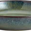 Transmutation Glaze Serving Pasta Bowl,10 inch Ceramic Wide Salad Bowls,50 Ounce Large Big Fruit Bowl for Kitchen, Microwave Oven Dishwasher Safe (Green)