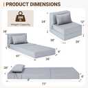 BeBen Folding Sofa Bed, Boneless Foldable Chair Bed, Convertible Futon Sleeper Chair Couch, Single Lazy Floor Lounger Sofa Couch for Small Spaces, Dorm, Guest Room, Living Room, Apartment, Grey