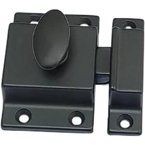 QCAA Traditional Large Oval Turn Cabinet Latch, Solid Brass, 2", for Cupboard & Other Furniture, Matte Black, 1 Pack, Made in Taiwan