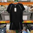 PRETTYGARDEN Women's 2026 Summer 2 Piece Skirt Sets Short Sleeve Shirts Tops Skorts Matching Workout Clothes Travel Outfits, Size M