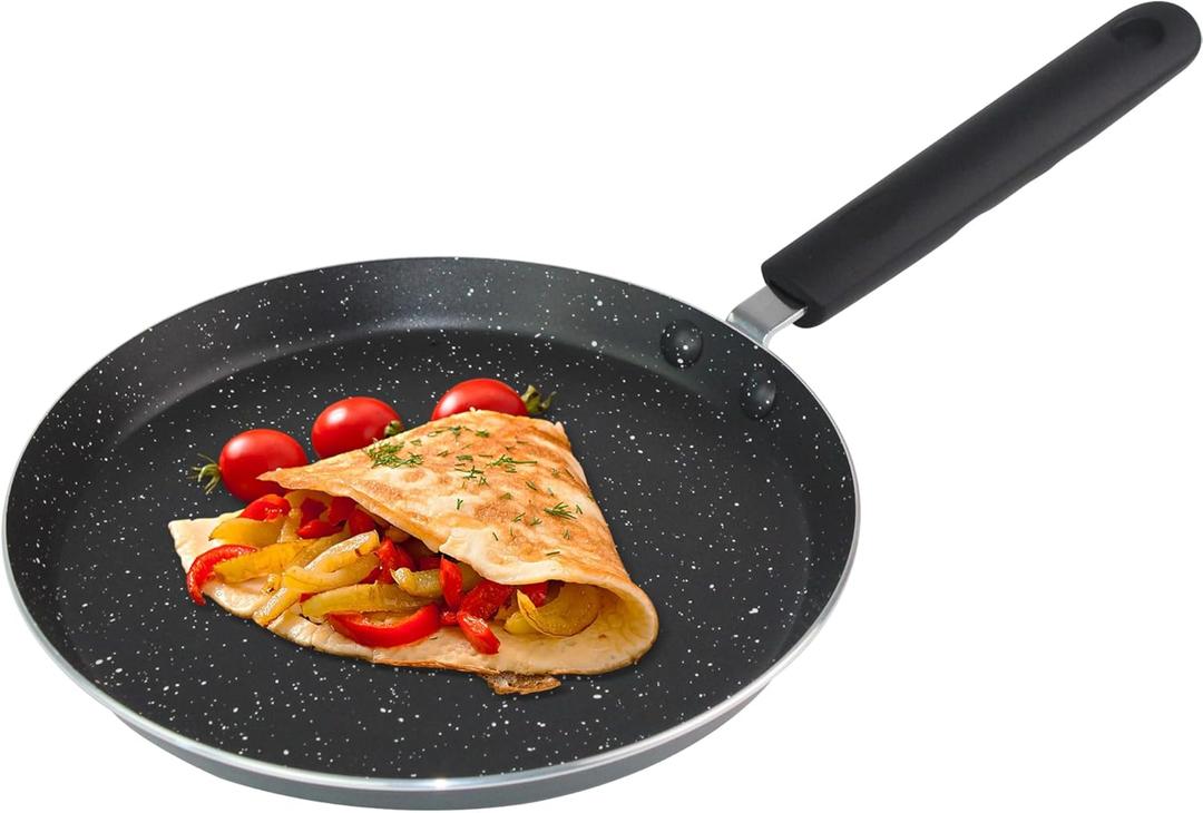 Crepe Pan, Dosa Pan, 8.7 inch Nonstick Crepe Pan, Dosa Tawa Tortilla Pan, Induction Compatible (black)