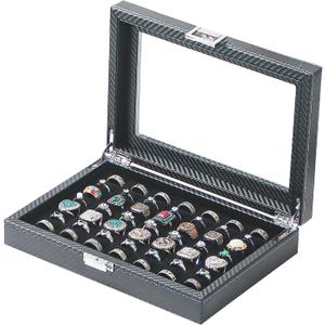 Ring Organizer Case, Cufflink Display Box for Show, 49 Slots Jewelry Holder with Clear Lid
