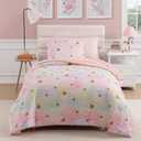 Twin Comforter Set with Sheets for Girls-5 Pieces Twin Bedding Sets with Pink Comforter, Sheets, Pillowcase & Sham for Kids (Colorful Gold Heart, 66" X 86")