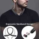 Bluetooth 5.3 Neckband Bluetooth Headphones, Sweat-Resistant Noise Canceling Stereo, Retractable Headphones for Music, Conference, Videos, Fitness, Travel, Online Classes