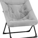 Comfy Saucer Chair for Adults, Soft Faux Fur Bedroom Chair, Accent Dorm Chairs, Flexible Living Room Reading Chairs, Oversized Folding Lounge Seat for Teens, X-Large, Grey