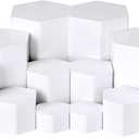 Jetec Hexagonal Jewelry Display Risers Hexagonal Market Display Risers Stands Acrylic Showcase Acrylic Stand for Jewelry Model Figures Decoration, 6 Sizes(White,12 Pieces)