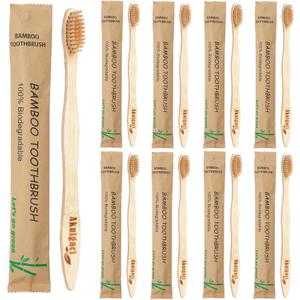 100 Pack Bamboo Toothbrushes for Adults, Biodegradable Soft Bristles Toothbrushes, Eco-Friendly Natural Reusable Wooden Toothbrush in Bulk for Camping Trips Hotel Travel