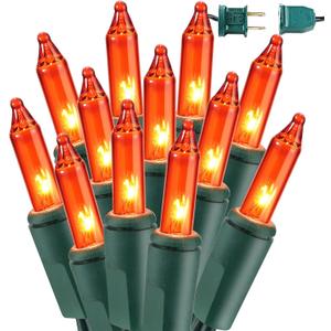 BrizLabs Orange Halloween Lights, 69.6FT 300 Count Halloween String Lights Linkable, UL Certified Orange Light String, Mini Incandescent Light Set for Indoor Outdoor Christmas Fall Thanksgiving Tree