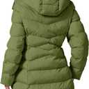 Women's Winter Warm Long Puffer Jacket Detachable Hood Quilted Thicken Coats (Green, L)